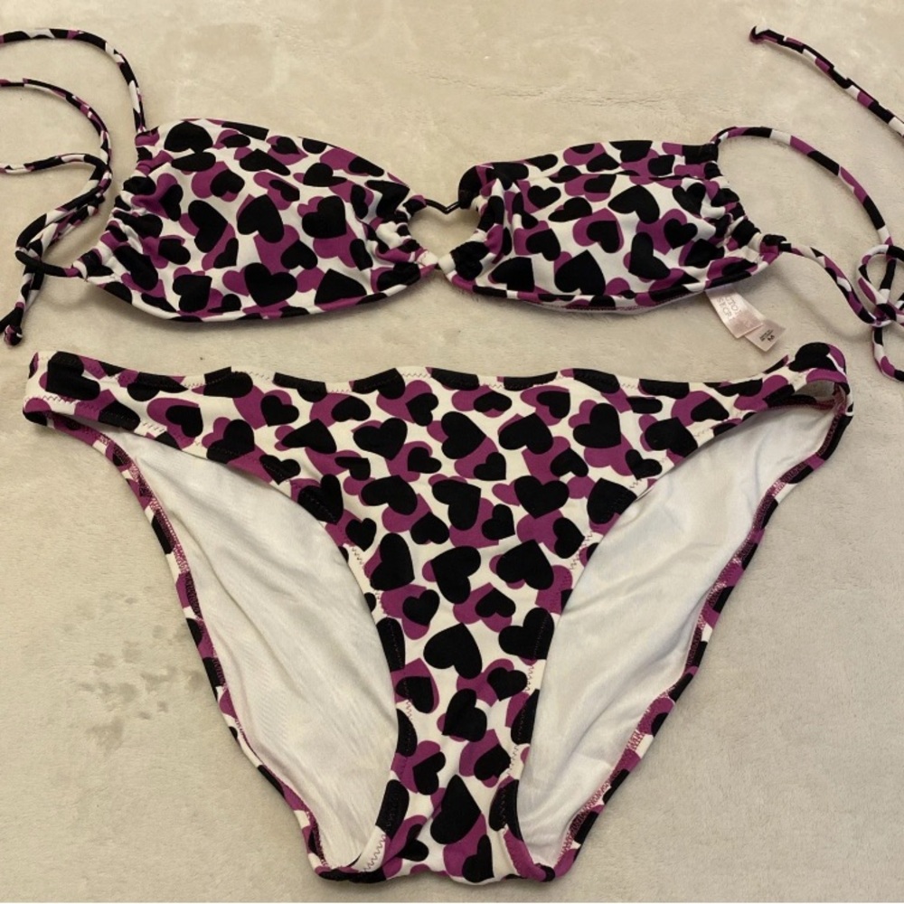 Victoria's Secret Black and Purple Heart Bandeau Bikini - Picture 16 of 16